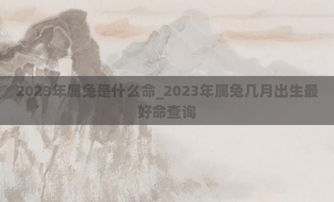 2023年属兔是什么命_2023年属兔几月出生最好命查询
