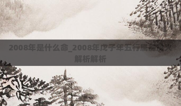 2008年是什么命_2008年戊子年五行属霹雳火解析解析
