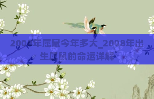 2008年属鼠今年多大_2008年出生属鼠的命运详解