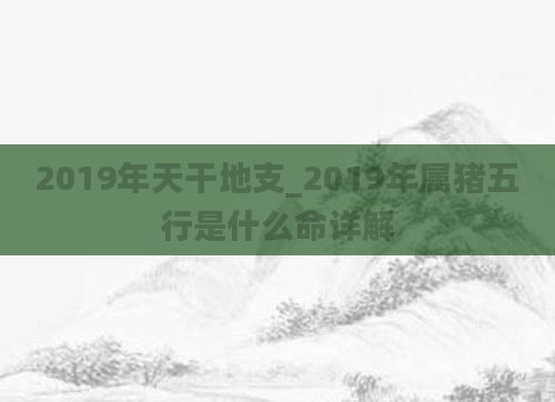 2019年天干地支_2019年属猪五行是什么命详解