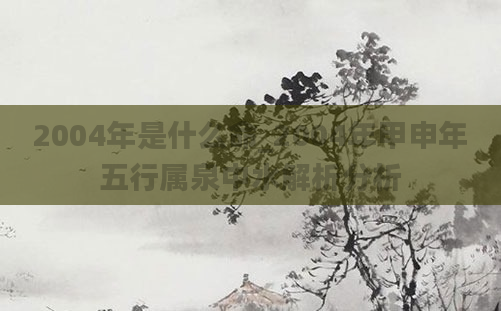 2004年是什么命_2004年甲申年五行属泉中水解析分析