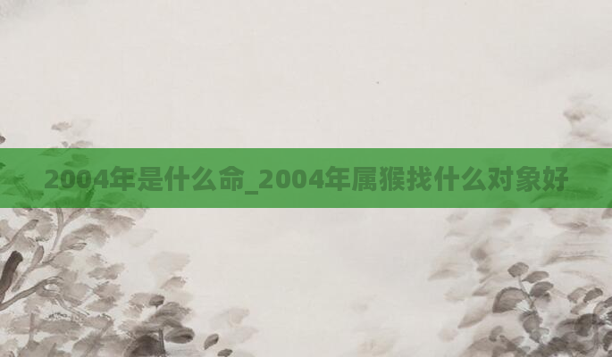 2004年是什么命_2004年属猴找什么对象好