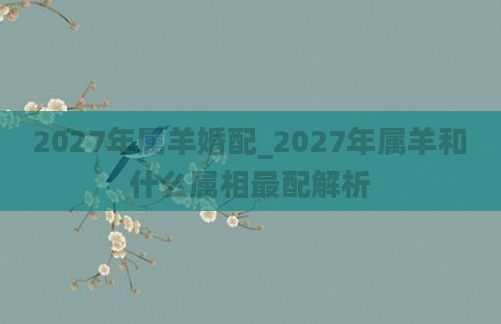 2027年属羊婚配_2027年属羊和什么属相最配解析
