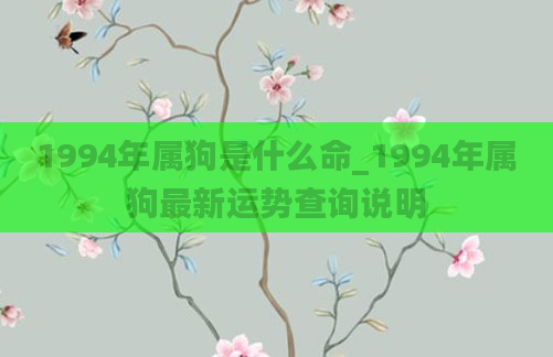1994年属狗是什么命_1994年属狗最新运势查询说明