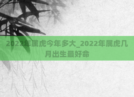 2022年属虎今年多大_2022年属虎几月出生最好命