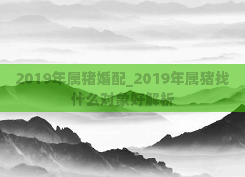 2019年属猪婚配_2019年属猪找什么对象好解析