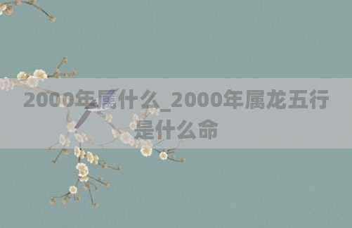 2000年属什么_2000年属龙五行是什么命