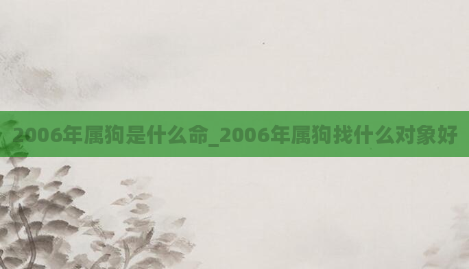 2006年属狗是什么命_2006年属狗找什么对象好