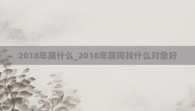2018年属什么_2018年属狗找什么对象好
