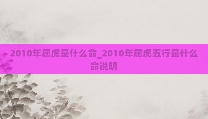 2010年属虎是什么命_2010年属虎五行是什么命说明