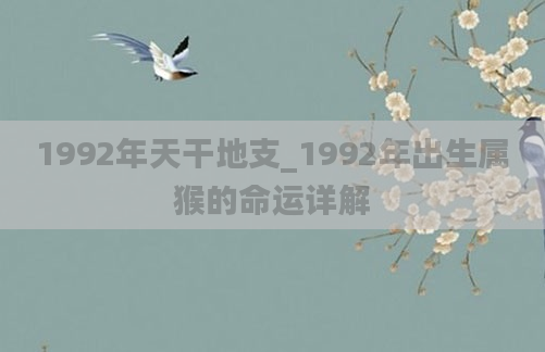 1992年天干地支_1992年出生属猴的命运详解