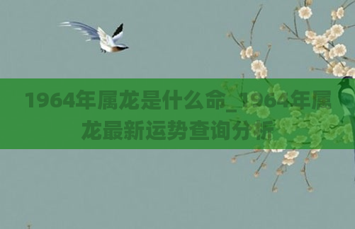 1964年属龙是什么命_1964年属龙最新运势查询分析