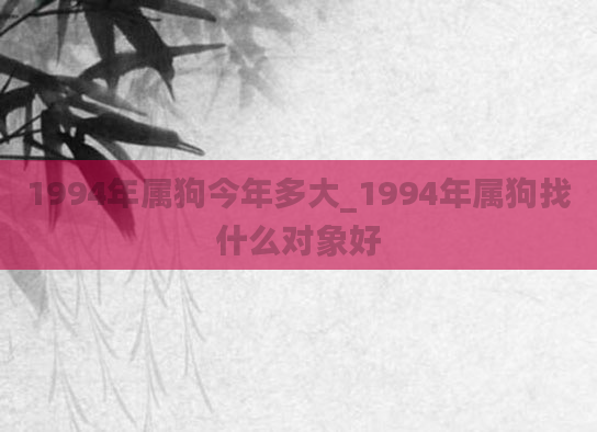 1994年属狗今年多大_1994年属狗找什么对象好
