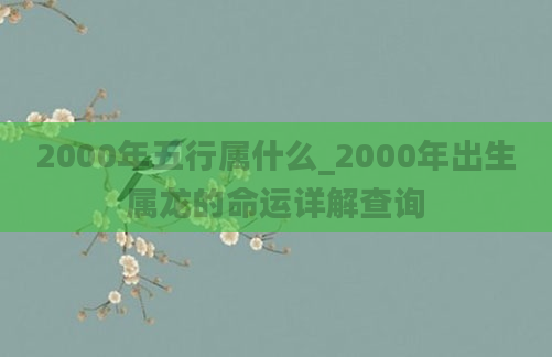 2000年五行属什么_2000年出生属龙的命运详解查询