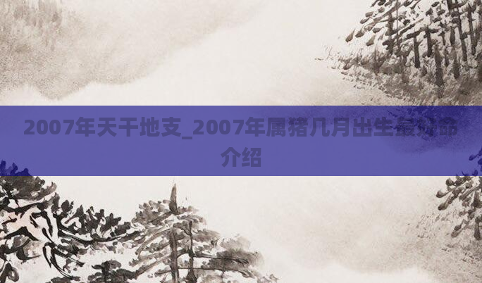 2007年天干地支_2007年属猪几月出生最好命介绍