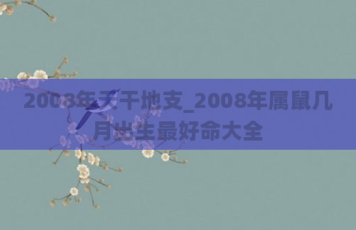 2008年天干地支_2008年属鼠几月出生最好命大全