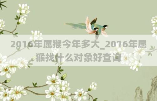 2016年属猴今年多大_2016年属猴找什么对象好查询
