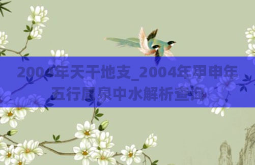 2004年天干地支_2004年甲申年五行属泉中水解析查询