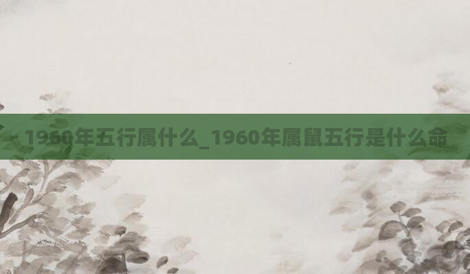 1960年五行属什么_1960年属鼠五行是什么命