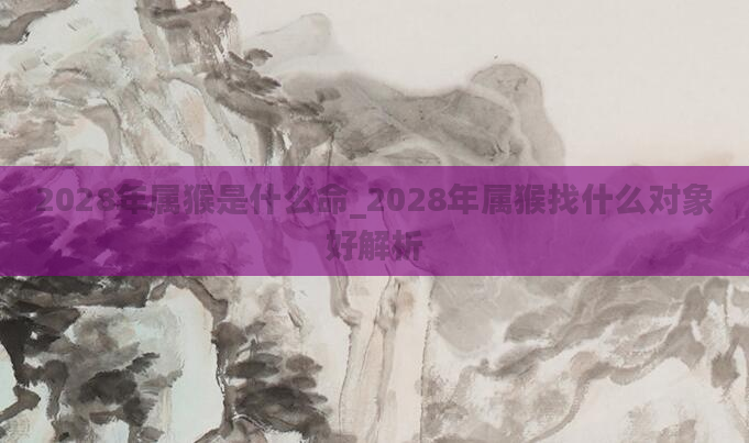 2028年属猴是什么命_2028年属猴找什么对象好解析