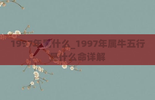 1997年属什么_1997年属牛五行是什么命详解