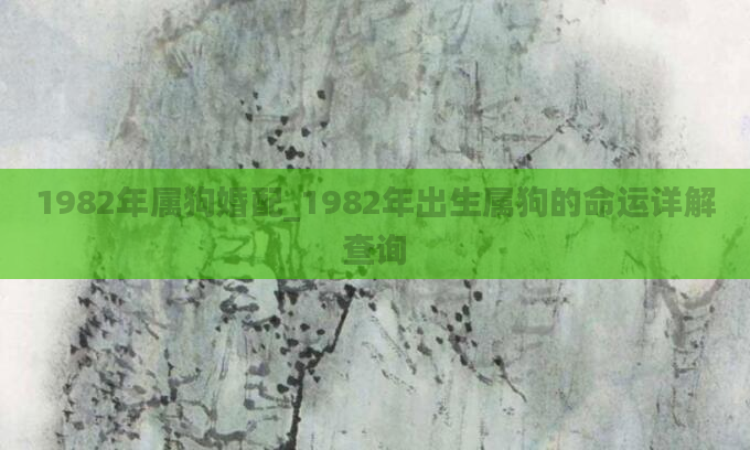 1982年属狗婚配_1982年出生属狗的命运详解查询