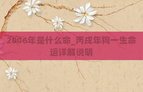2006年是什么命_丙戌年狗一生命运详解说明