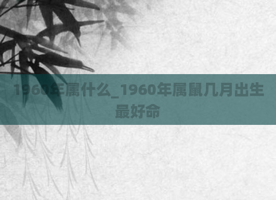 1960年属什么_1960年属鼠几月出生最好命