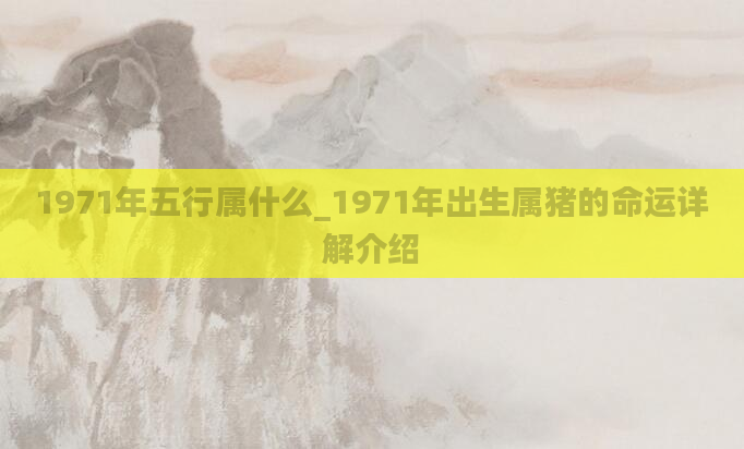 1971年五行属什么_1971年出生属猪的命运详解介绍