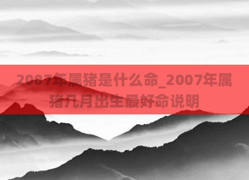 2007年属猪是什么命_2007年属猪几月出生最好命说明