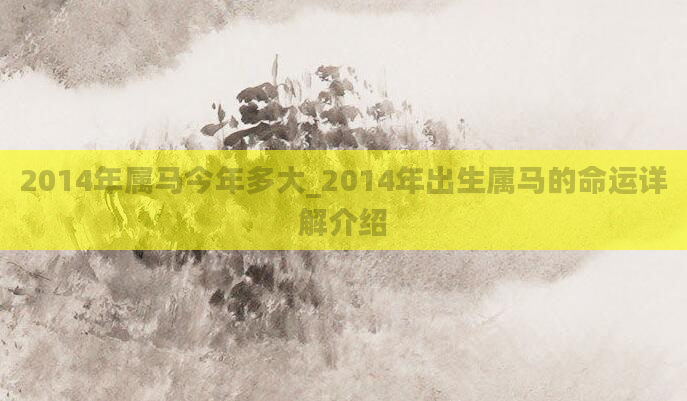 2014年属马今年多大_2014年出生属马的命运详解介绍