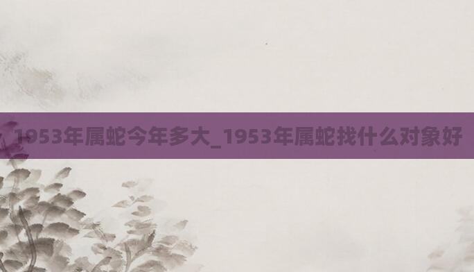1953年属蛇今年多大_1953年属蛇找什么对象好