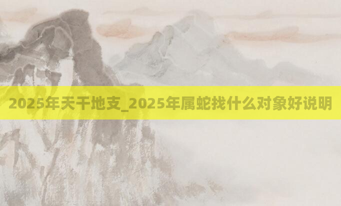 2025年天干地支_2025年属蛇找什么对象好说明
