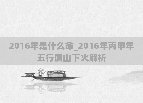 2016年是什么命_2016年丙申年五行属山下火解析