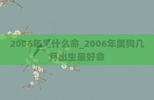 2006年是什么命_2006年属狗几月出生最好命