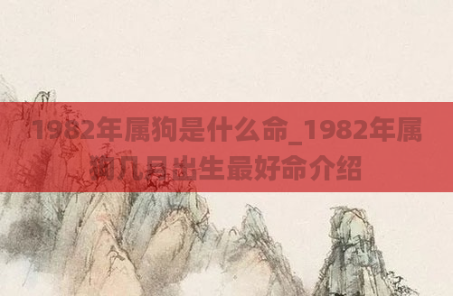 1982年属狗是什么命_1982年属狗几月出生最好命介绍