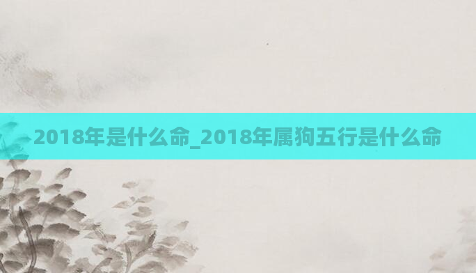 2018年是什么命_2018年属狗五行是什么命