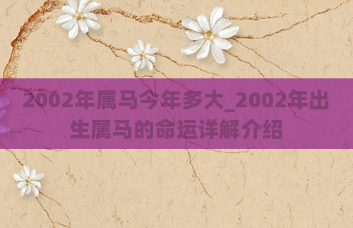 2002年属马今年多大_2002年出生属马的命运详解介绍
