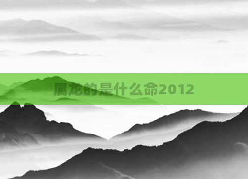 属龙的是什么命2012