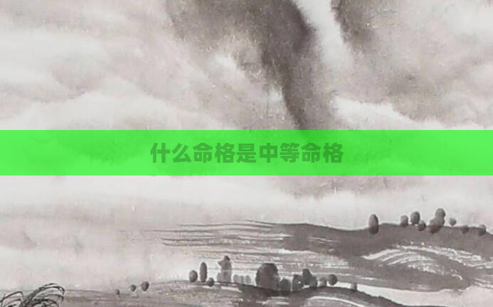 什么命格是中等命格