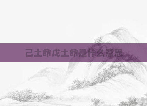 己土命戊土命是什么意思