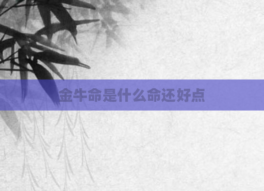 金牛命是什么命还好点