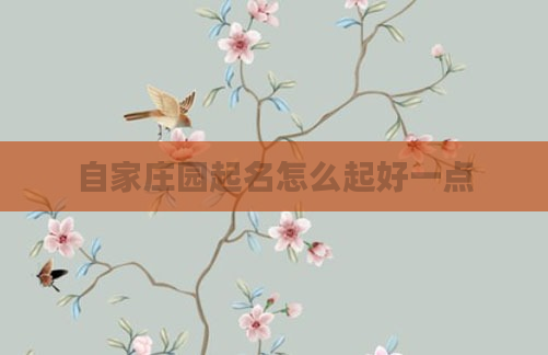 自家庄园起名怎么起好一点