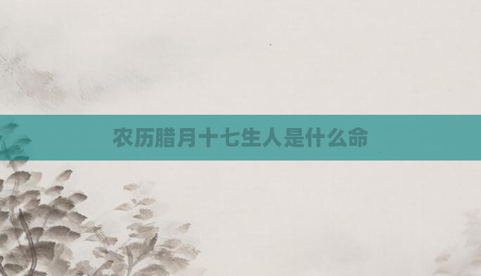 农历腊月十七生人是什么命