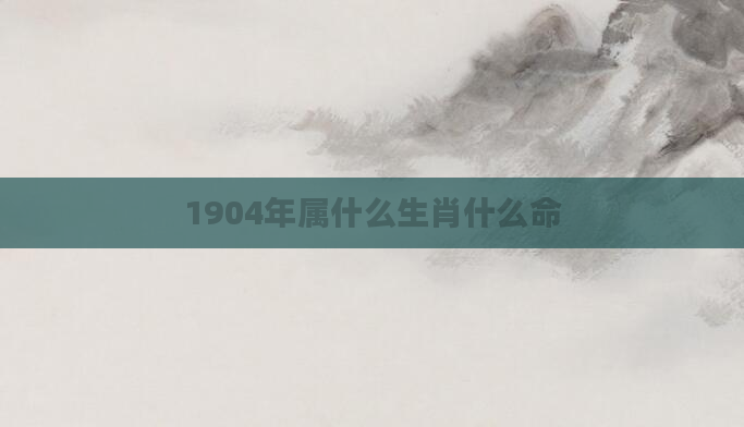 1904年属什么生肖什么命
