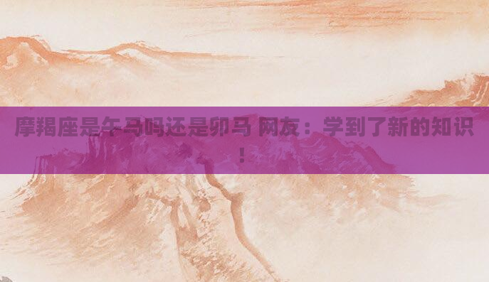 摩羯座是午马吗还是卯马 网友:学到了新的知识!