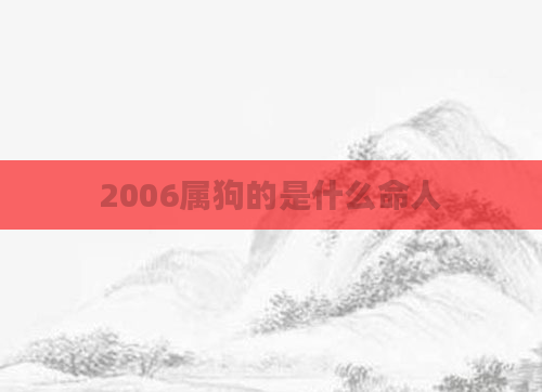 2006属狗的是什么命人