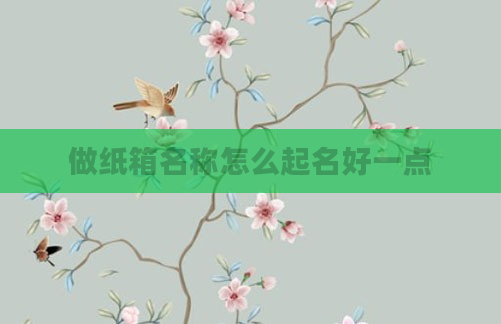 做纸箱名称怎么起名好一点